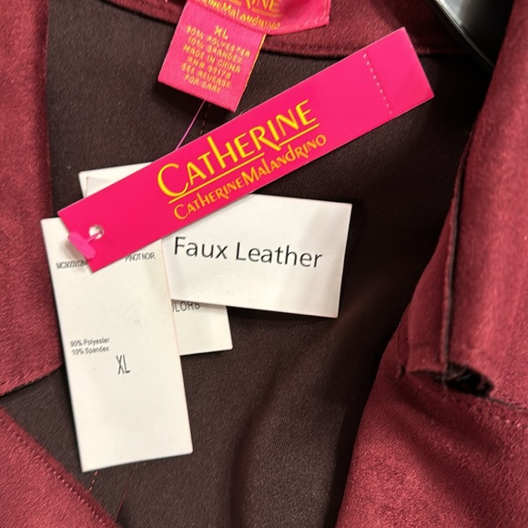 Cathrine Malandrino faux leather coat maroon - Picture 4 of 4